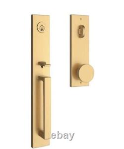 Baldwin Santa Cruz Full Plate Keyed Entry Handleset Knob Front Door Satin Brass