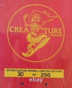 Creature skateboards #30/200 appreciation deck old school 1980's NHS Santa Cruz