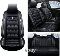 Front & Rear Car Seat Covers Fit for Hyundai Santa Cruz PU Leather Black×White