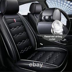 Front & Rear Car Seat Covers Fit for Hyundai Santa Cruz PU Leather Black×White
