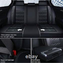 Front & Rear Car Seat Covers Fit for Hyundai Santa Cruz PU Leather Black×White