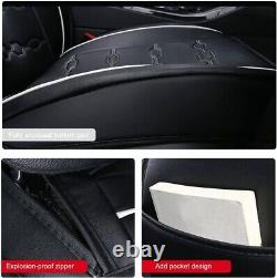 Front & Rear Car Seat Covers Fit for Hyundai Santa Cruz PU Leather Black×White