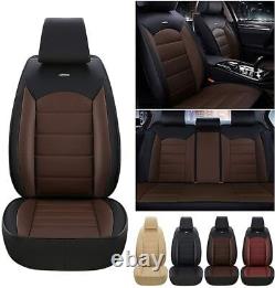 Luxury Front & Rear Car Seat Covers for Hyundai Santa Cruz Leather Black+Coffee