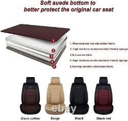 Luxury Front & Rear Car Seat Covers for Hyundai Santa Cruz Leather Black+Coffee