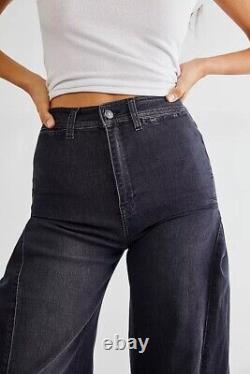 NWT FREE PEOPLE Sz 28 SANTA CRUZ WIDE LEG JEANS IN SOFT BLACK