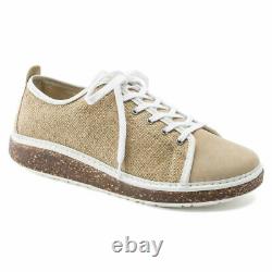 New Birkenstock Womens Santa Cruz Lace Up Shoe Sneaker Jute Sand White 1016275