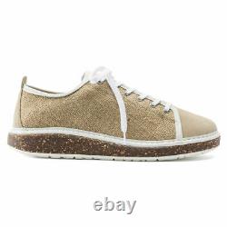 New Birkenstock Womens Santa Cruz Lace Up Shoe Sneaker Jute Sand White 1016275
