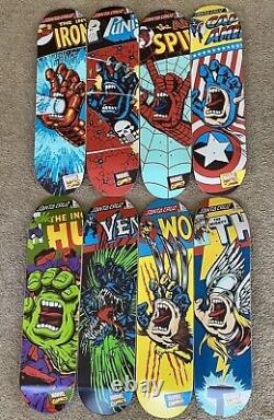 RARE Santa Cruz x Marvel Complete Screaming Hand Skateboard Deck Set Lot of 8