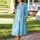 SOFT SURROUNDINGS NWT M-10/12 Striped Linen Santa Cruz Shirtdress Blue