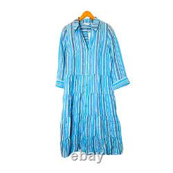 SOFT SURROUNDINGS NWT M-10/12 Striped Linen Santa Cruz Shirtdress Blue