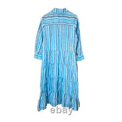 SOFT SURROUNDINGS NWT M-10/12 Striped Linen Santa Cruz Shirtdress Blue