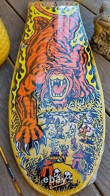 Salba Tiger Santa Cruz Skateboard Deck Yellow Reissue Steve Alba Jim Phillips