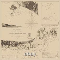 Santa Cruz California Harbor Map, 1854 NEW Sign 40 Dia. Square USA STEEL XXL