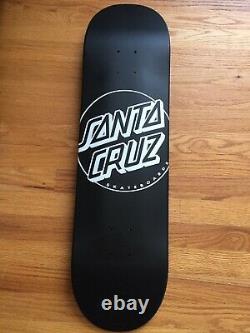 Santa Cruz logo matte black skateboard deck with EMBOSSED tail logo. Unique