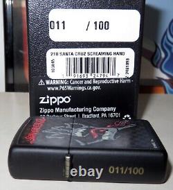 Zippo Lighter, Santa Cruz Skateboards, Screaming Hand BLACK Matte 218 #11/100